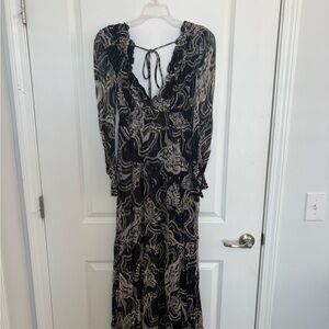 Anthropologie Black and Cream Long Sleeve Dress